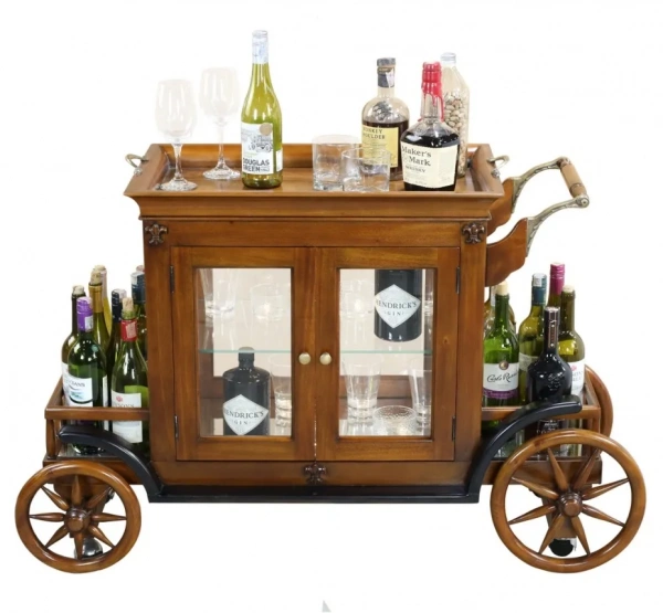 Тележка сервировочная "Карета" MSU.296 H556 купить в интернет магазине Мебель из массива. Звоните +7 495 961-63-63 Винные шкафы и бары из Индонезии