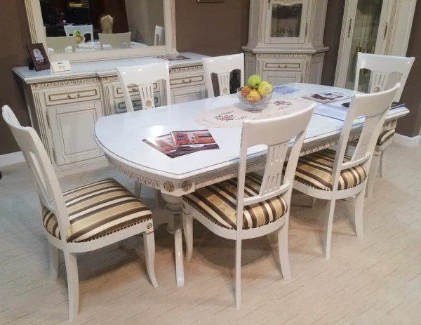 Стол прямоугольный раскладной "Венеция" Слоновая кость 709  купить в интернет магазине Мебель из массива. Звоните +7 495 961-63-63 Столовые