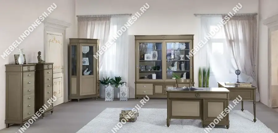 Витрина угловая "Бурбон" Слоновая кость BJ928  купить в интернет магазине Мебель из массива. Звоните +7 495 961-63-63 Витрины из массива дерева